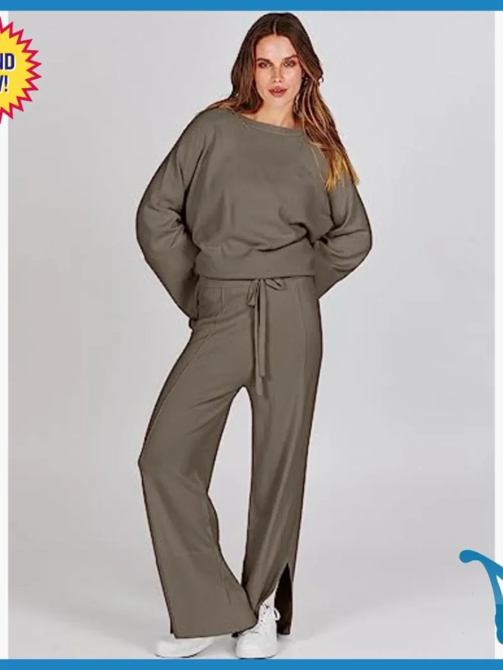 Oversized Knit Sweater Set with Wide Leg Pants Lounge Pajama